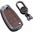 thumbnail image 1 of Keyless Brown Flip Key Fob Cover for Audi Q3 Q7 A3 A1 TT R8 Metal Leather Key Case Shell with Keychain,Brown, 1 of 7
