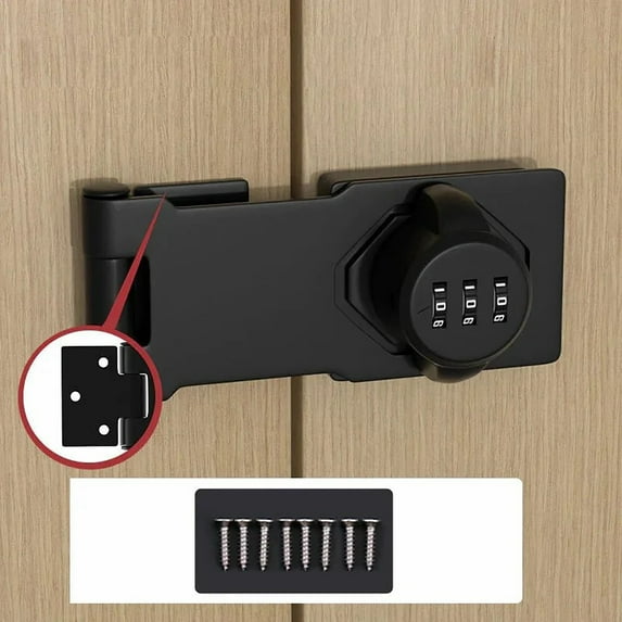 Keyless Cabinet Lock – 3-Digit Password Lock for Drawers, Fridge & Filing Cabinets, No-Drill Installation (Black), Rust-Proof Alloy – Home & Office Security