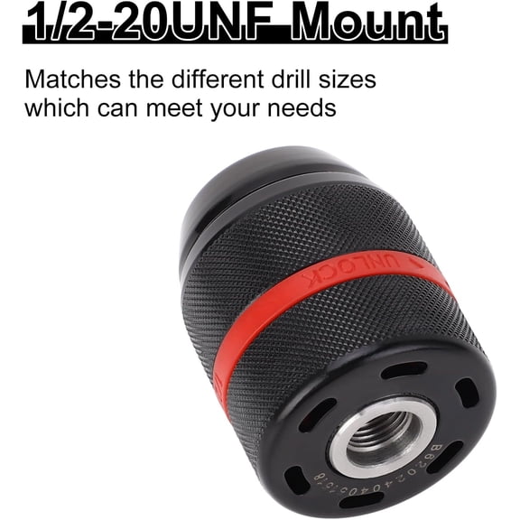 Keyless Chuck for Power Tools, Self-tighten Drill Chuck with Wide Clamping Range 2-13mm, Keyless Hand Drill Chuck for Versatile Use