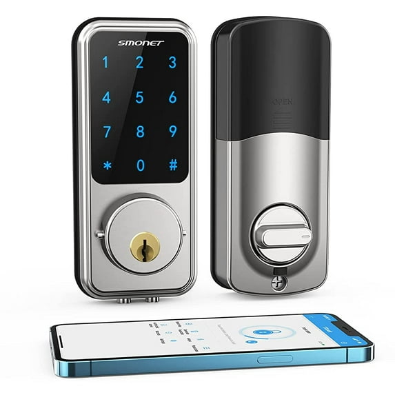 Keyless Deadbolt, SMONET Smart Lock for Front Door, Keyless Lock with Smartphone Control for Home Security, Easy Install, Keypad Door Locks, Electronic Doors Lock for Home, Hotel, Office