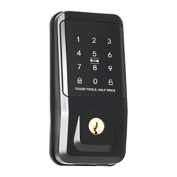 Keyless Door Lock with Handle, Deadbolt, IC Card, User Codes, Keyed, Auto Lock, Anti-Peeking, Matte Black for Home