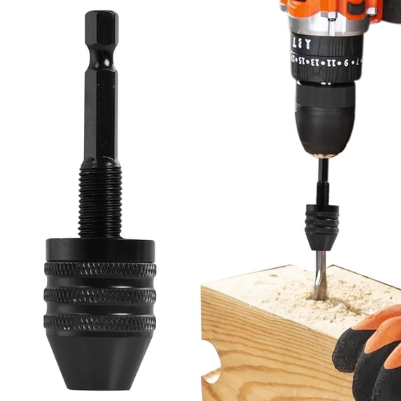 Keyless Drill Chuck Adapter 1/4" Hex Shank (7.3 x 2.4cm) - Quick Change Impact Driver Converter, Heavy Duty Drill Bit Holder for Power Tools