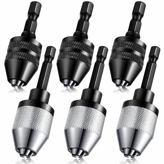 Keyless Drill Chuck Bit 1/4 Inch Hex Shank Keyless Drill Chuck Fast Change Converter Extension Screwdriver Adapter in 0.3-6.5 Mm,0.3-3.6 mm for Tool Attachment(6 Pieces)