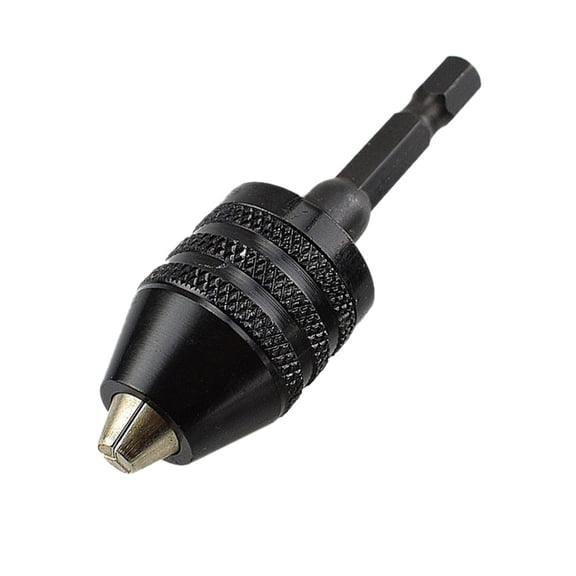 Keyless Drill Chuck Hex Shank Adapter, 1/4 Inch Quick Change Converter Three Jaw Clamping 0.3-6.5mm Mini Power Tool Accessories for Electric Screwdrivers, Metal, Black
