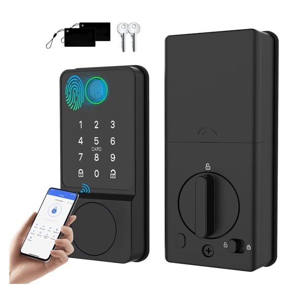 Keyless Entry Deadbolt Door Lock Smart Locks for Front Fingerprint & Keypad Code & Card & Keys ,Smart and Safe
