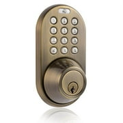 MILOCKS Keyless Entry Deadbolt Door Lock with Electronic Digital Keypad Antique Brass