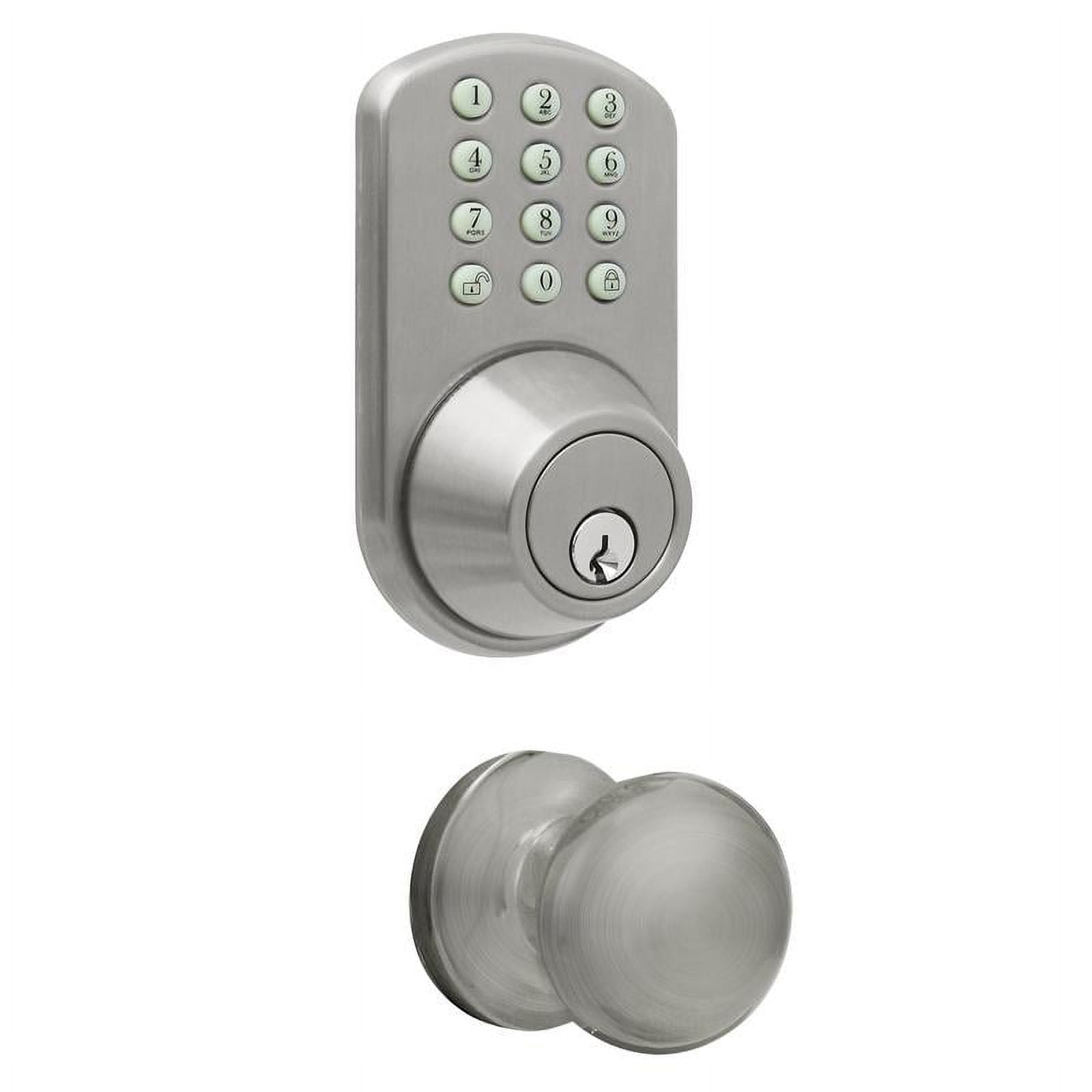 Satin Nickel Keyless Entry Deadbolt and Door Knob Combo