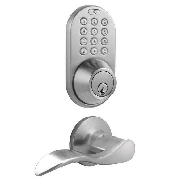 Keyless Entry Deadbolt and Lever Handle Door Lock Combo Pack with Electronic Digital Keypad Satin Nickle