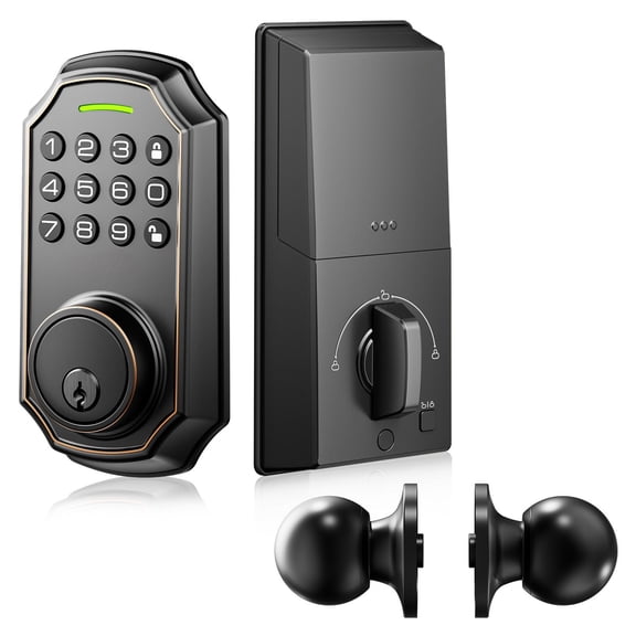LNDU Zinc Black Keyless Entry, App Control Smart Deadbolt with 2 Handle