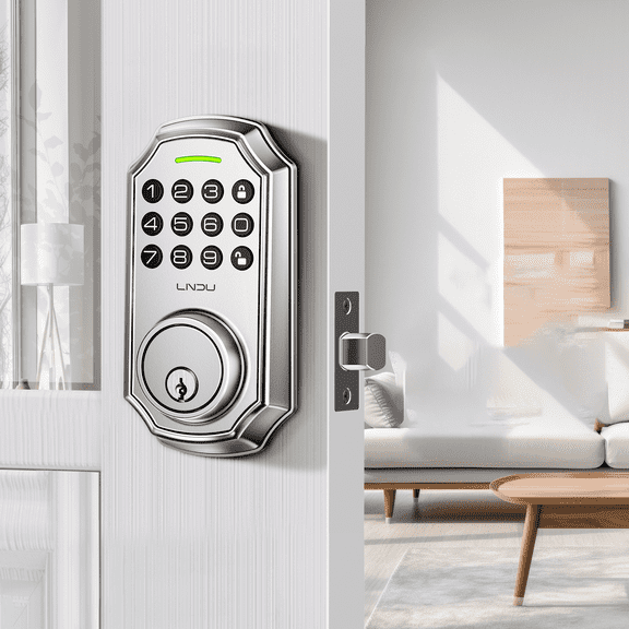 LNDU App Control, 100-Code Keypad Keyless Entry Smart Deadbolt Door Lock