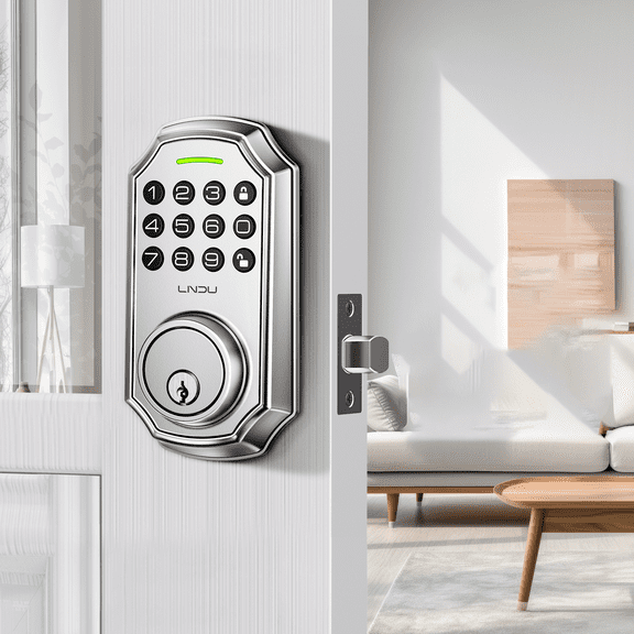 LNDU App Control, 100-Code Keypad Keyless Entry Smart Deadbolt Door Lock