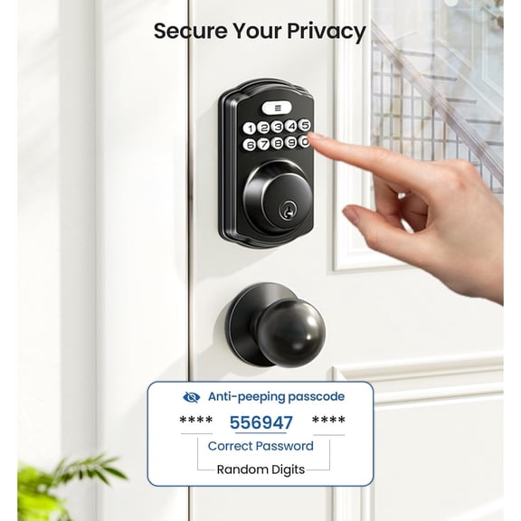 Keyless Entry Door Lock with 2 Knobs, Electronic Backlit Keypad Deadbolt with Handle Set, Auto Lock, One-time Codes, Smart Deadbolt for Front Door, Easy Installation, Oil-Rubbed Bronze