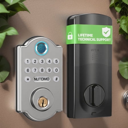 Keyless Entry Door Lock Deadbolt, NUTOMO Fingerprint Door Lock, Smart Door Lock with Keypads, Electronic Digital Keypad Door Lock, Smart Deadbolt Door Lock For Front Door, Biometric Lock Home Hotel