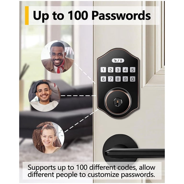 Keyless Entry Door Lock, Electronic Deadbolt with Keypad, Auto Front ...