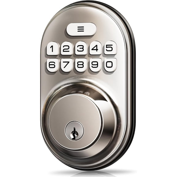 Keyless Entry Door Lock, Electronic Keypad Deadbolt, Keyed Entry, Auto Lock, Anti-Peeking Password, Back Lit & Easy Installation Design, Satin Nickel