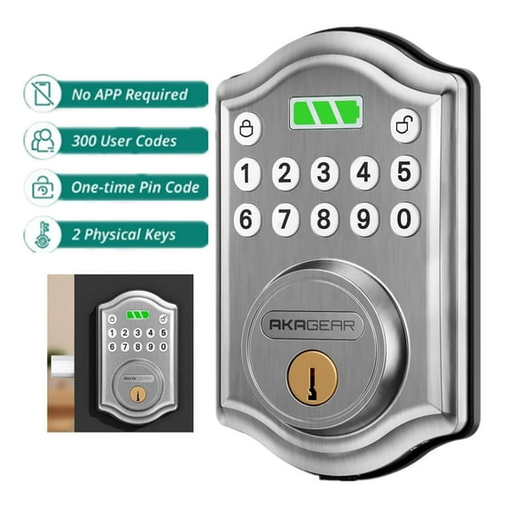 Keyless Entry Door Lock, Electronic Keypad Deadbolt, Keyed Entry, Auto Lock, Anti-Peeking Password, Easy Installation Design, Silver