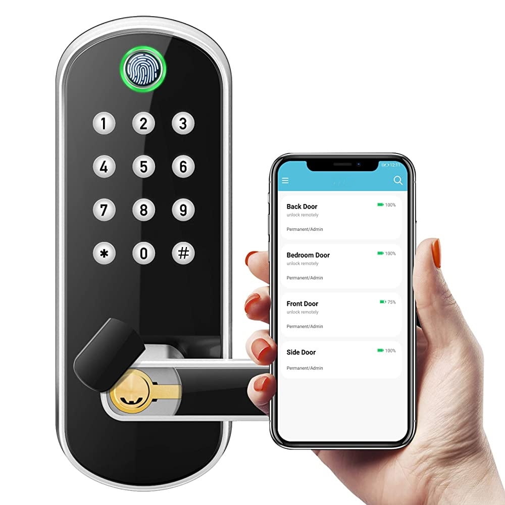 GGUU Smart Lock For Front Door, Keyless Entry Door Locks With Keypad, Fingerprint Door Lock Deadbolt, APP Control, IP53 Waterproof,E - View #10
