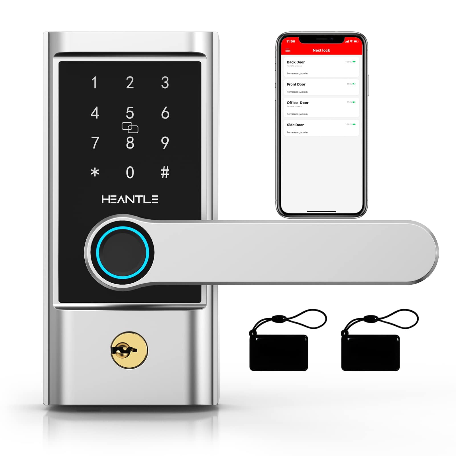 Free Shipping! Keyless Entry Door Lock, HEANTLE Smart Lock Fingerprint Door Lock with Lever