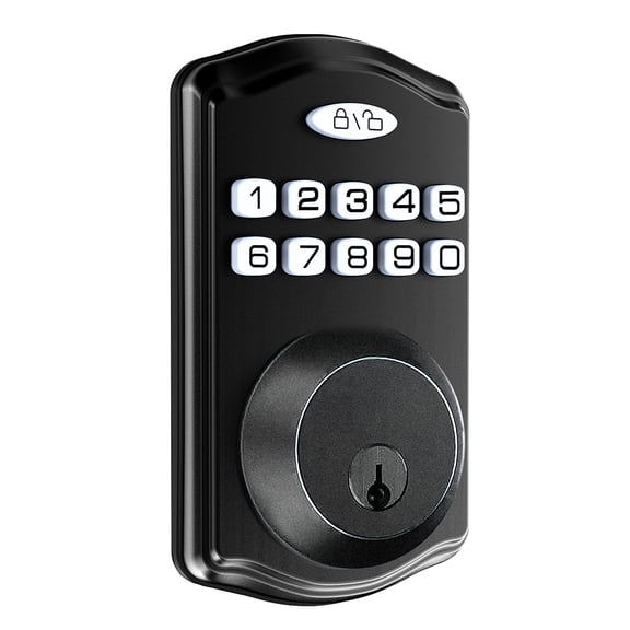 Keyless Entry Door Lock With Keypad Electronic Deadbolt Lock With 2 Physical Keys Auto Lock Function Easy Installation For Front Door Home Office & Rental Properties-Black