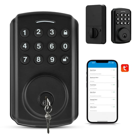 Keyless Entry Door Lock Keypad Electronic Smart Deadbolt For Front Door With 2 Keys, Digital Lock Anti-Peeking Password,Auto Lock,Easy Installation Matte Black