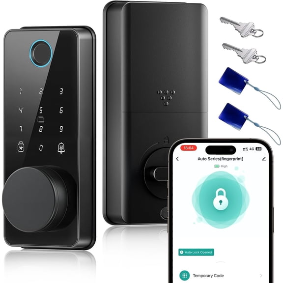 Keyless Entry Door Lock, Lock with App Control, Fingerprint Door Lock, Keypad Deadbolt, Auto & Lock | Digital Door Locks | Easy Installation | IP54