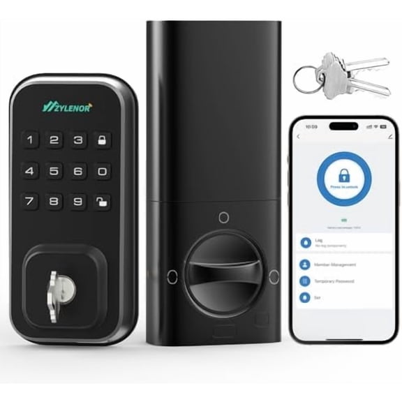 Keyless Entry Door Lock, Smart Lock for Front Door with Digital Keypad, Built-in WiFi Deadbolt, App Remote Control with Easy Installation, Upgraded Battery Life