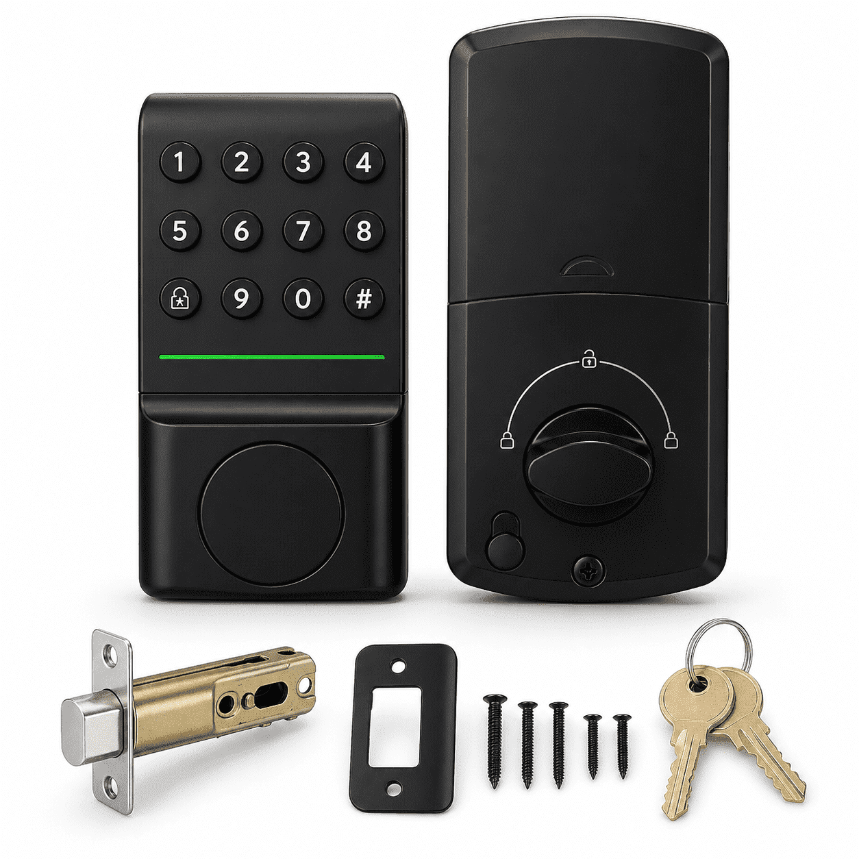 Keyless Entry Door Lock with Emergency Key Backup  Backlit Keypad, 10 User Codes, 1-Year Battery Life  Fits Left/Right Handed Doors (1-3/8" to 1-7/8" Thick)  for Home, Office, Apartment