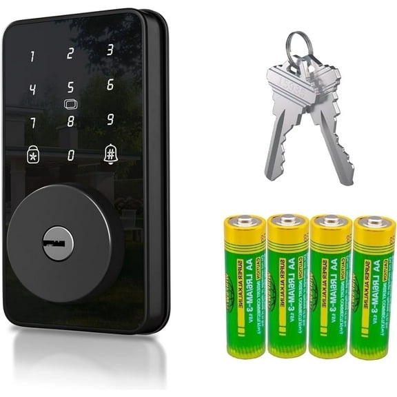 HWKTSMA Keyless Entry Door Lock with Electronic Keypad, Digital Smart Deadbolt Lock for Front Door, Matte Black, Easy Installation