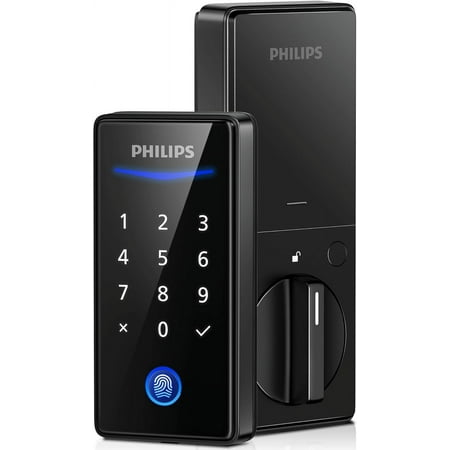 Keyless Entry Door Lock with Keypad - Smart Deadbolt Lock for Front Door, Auto Lock, One-time PIN Code, Fingerprint Door Lock - Matte Black