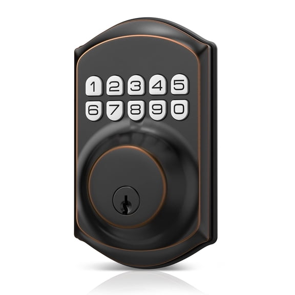 Keyless Entry Door Lock with Keypad - Smart Deadbolt Lock for Front Door with 2 Keys - Auto Lock - Easy Installation - Oil-Rubbed Bronze