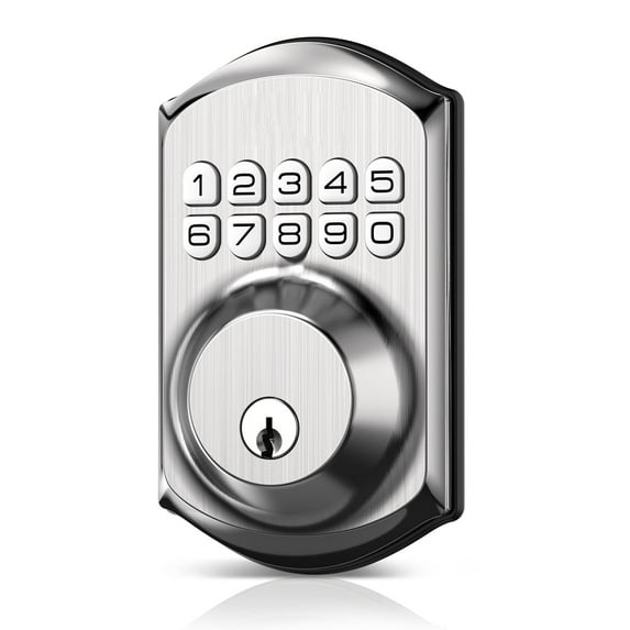 Keyless Entry Door Lock with Keypad - Smart Deadbolt Lock for Front Door with 2 Keys - Auto Lock - Easy Installation - Satin Nickel