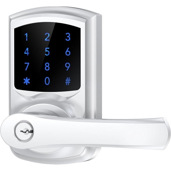 Keyless Entry Door Lock with Keypad and Handle for Front Doors, Touchscreen, Anti-peep Password, Auto-Locking, Satin Chrome