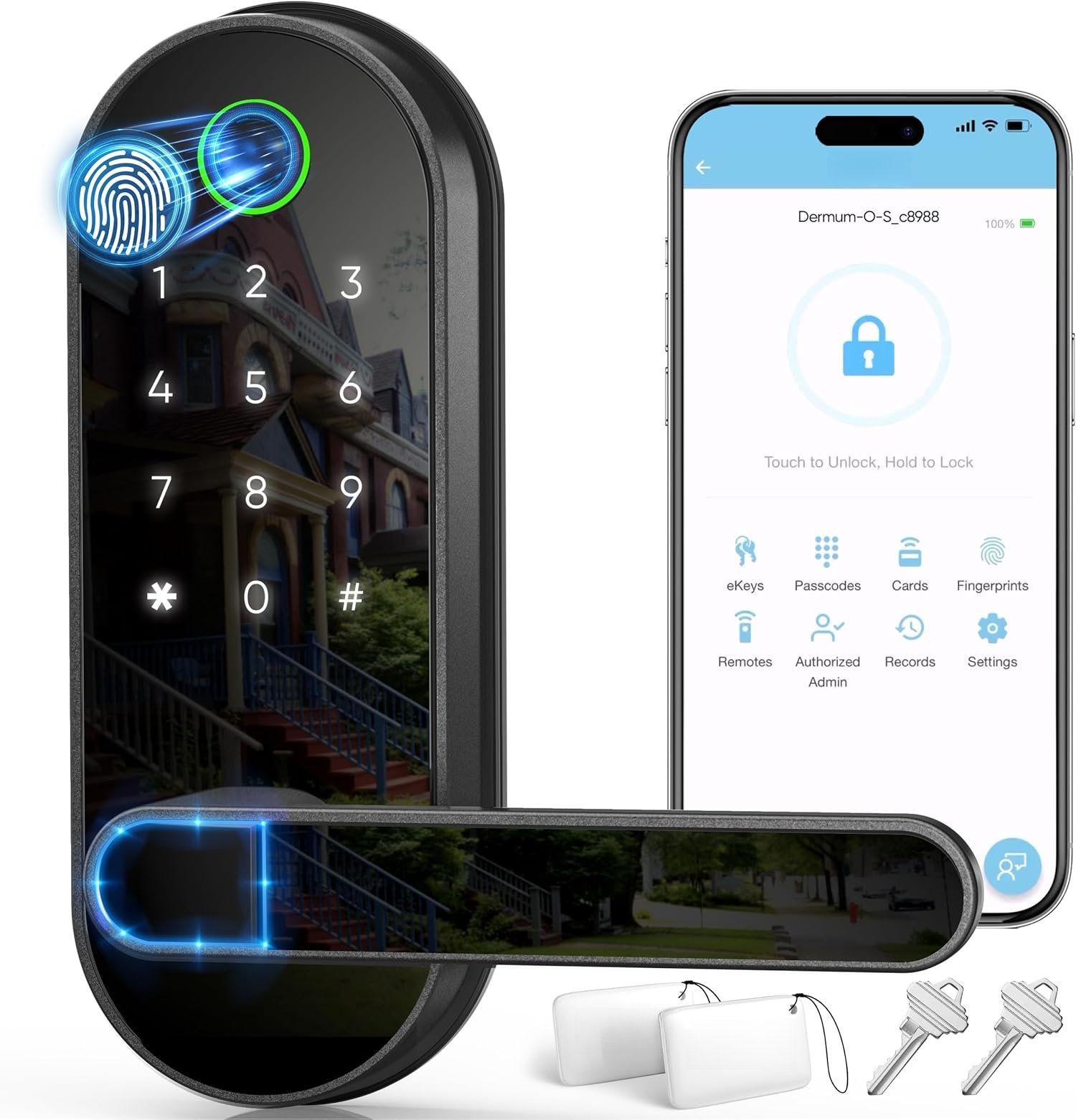 Keyless Lock Individual Keyless Entry Fingerprint Digital Lock with Handle & Keypad: / Lock ...