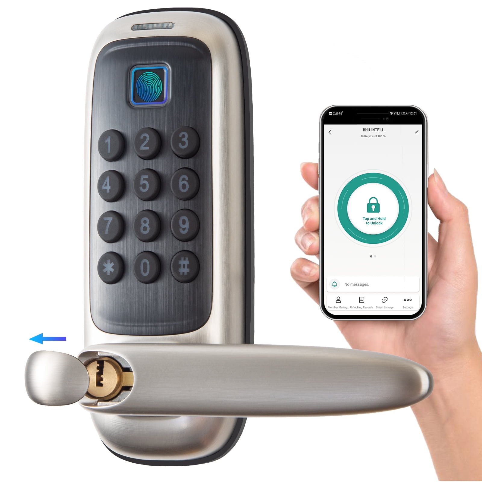Keyless-Entry Fingerprint Smart Door Lock: Electric Door Knob ...