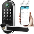 thumbnail image 1 of Keyless Entry Fingerprint Smart Lock with Handle & Keypad: Sifely Biometric Digital Electronic Lock with Code, Electric Deadbolt Door Knob for Front, Interior, Exterior & Bedroom Doors (Silver), 1 of 7
