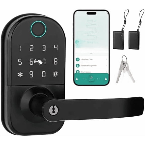 Keyless Entry Fringerprint Smart Biometric Door Deadbolt Lock with Handle, 5-in-1 Keypad Digital Electronic Lock with Code,App,Card and Keys for Bedroom Front Officce Doors$$Tools & Hardware Other
