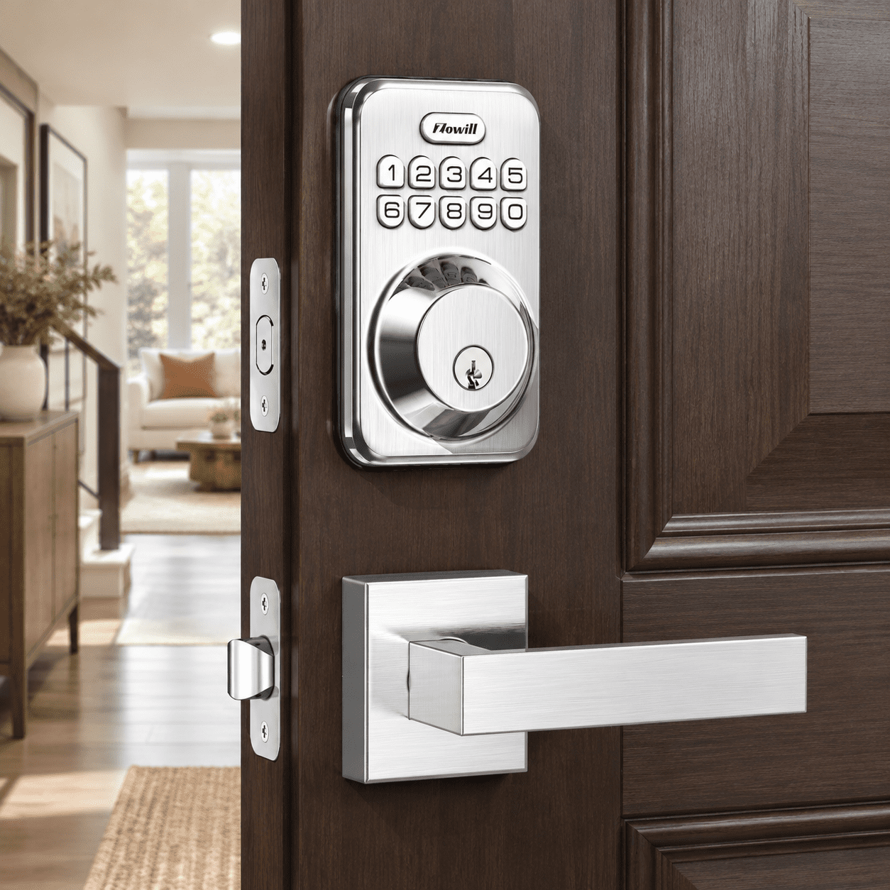 Keyless Entry Keypad Deadbolt Lock with Handles Satin Nickel - Walmart.com