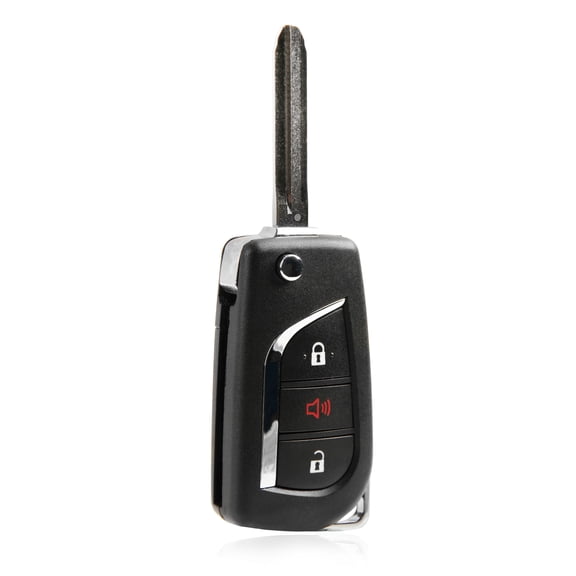 Keyless Entry Remote Head Flip Key Fob 3-Button Replacement for 2006-2013 Toyota Rav4 Yaris Scion xB (HYQ12BBY, 4D-67 Chip)