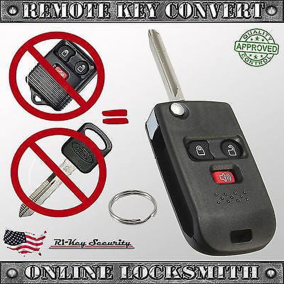 Keyless Entry Remote and Key Convert To Flipped Key DIY Programming 3 buttons