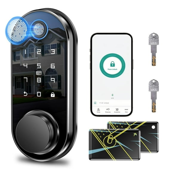 Keyless Entry Smart Door Lock - Fingerprint & Code Deadbolt for Front Door