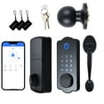 thumbnail image 1 of Keyless Entry Smart Door Lock Waterproof Auto Lock 5 in 1 TTlock App IC Card 150 Codes Electronic Fingerprint Door Lock with Handle Lever Set for Front Door, 1 of 7