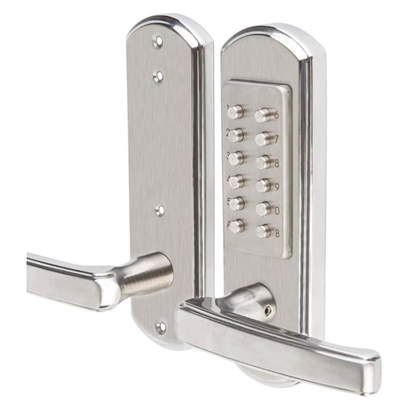 Keyless Mechanical Combination Door Lock Digital Code Keypad Security Entry Door Stainless Steel 304 Not Deadbolt (Only for The Left Handed Door Opens Inward) (Right Handle)