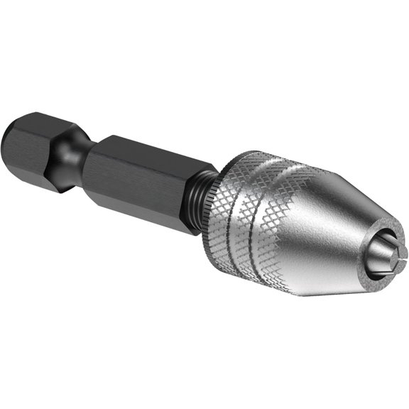 Keyless Mini Drill Chuck Adapter, 1/4" Hex Shank, 0.3-3.2mm | 3-jaw grip, quick-change fit,  alloy , Steel hex shank, Compact adapter for light-duty drilling