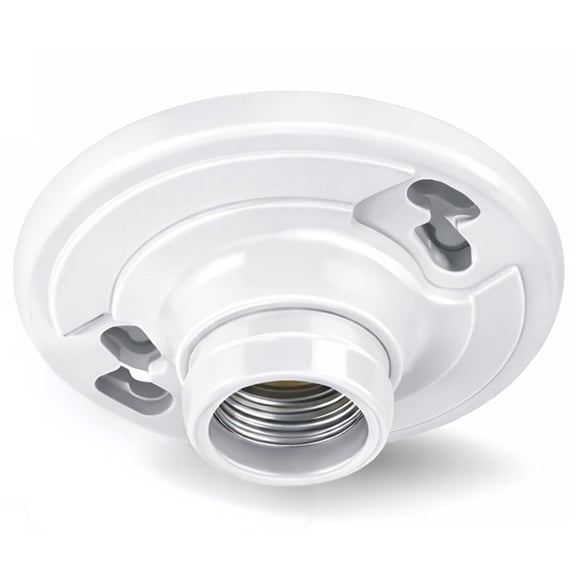 Keyless Plastic Lamp Holder, Medium Base E26 Ceiling Light Socket, One-Piece Outlet Box Mount, 660W UL Listed, Socket Holder for LED Incandescent Bulbs, Utility Lamp Socket Replacement