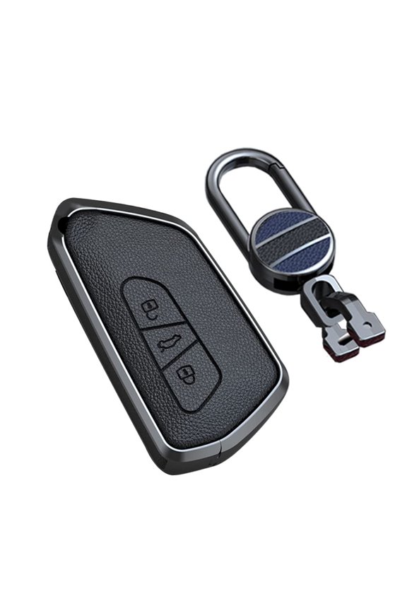Keyless Premium Metal and Leather Key Fob Cover for VW ID.4 2020 Skoda Octavia Seat Leon MK4 Key Case for VW Golf 8 Key Fob with Keychain