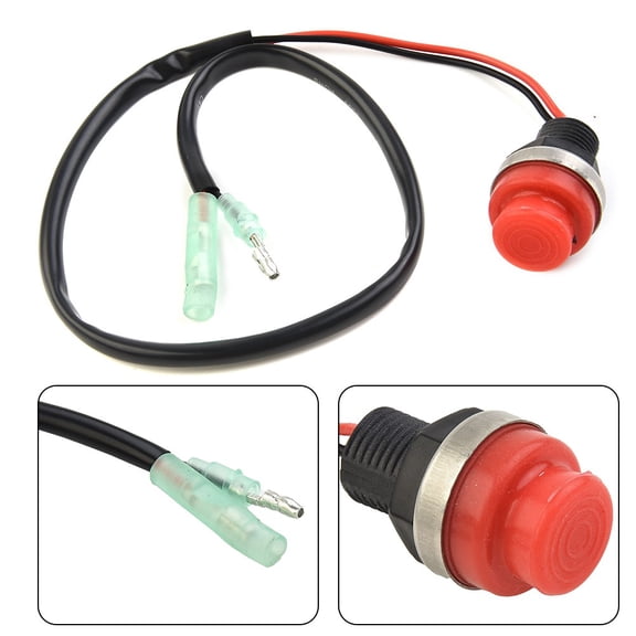 Keyless Push Button Start Stop Switch for Marine Boat Yacht Outboard Engine, Red Waterproof Ignition Starter with 45cm Wire, Easy Installation Electrical System Component