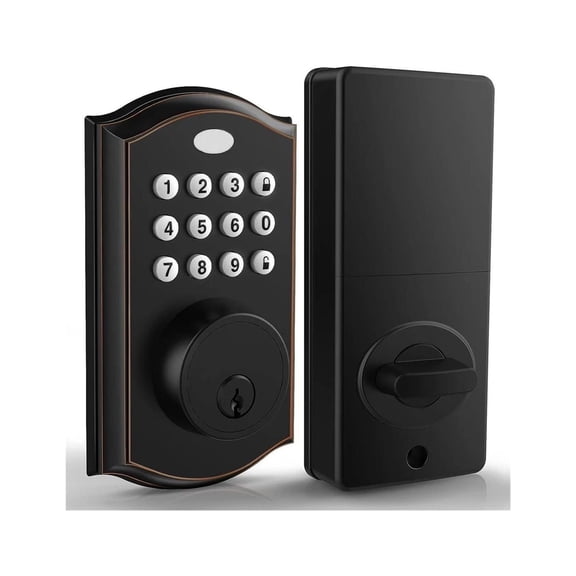 Keyless entry door lock - electronic door lock with keypad, smart latch lock with automatic lock, safe waterproof smart lock 19l