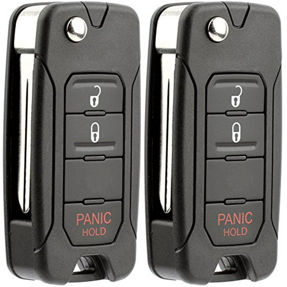 KeylessOption Keyless Entry Remote Control Car Flip Key Blade Fob Uncut Blank Chip Transponder Replacement (Pack of 2)