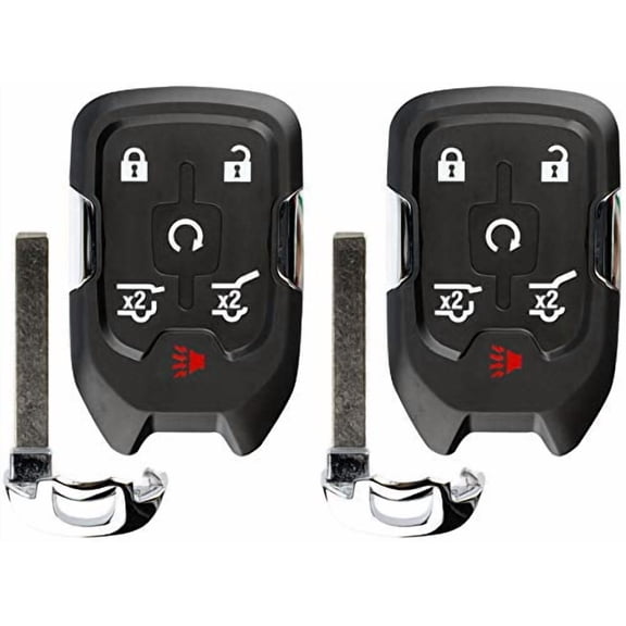 KeylessOption Keyless Entry Remote Start Smart Car Prox Key Fob W/Key for 15-19 Chevy Tahoe Suburban, 15-20 GMC Yukon XL HYQ1AA (Pack of 2)
