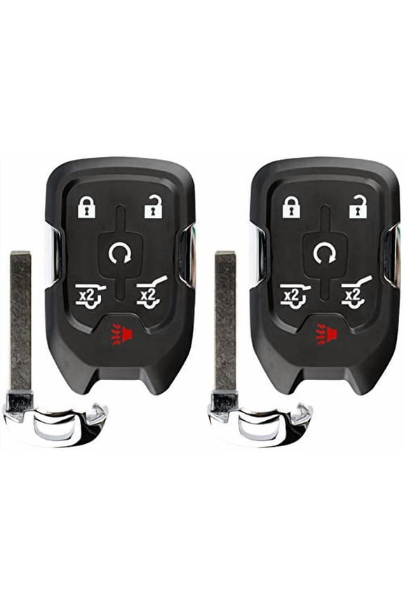 Keyless Entry Remote Start Smart Car Prox Key Fob W/Key for 15-19 Chevy Tahoe Suburban, 15-20 GMC Yukon XL HYQ1AA (Pack of 2)